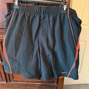 Nike Men's Swim Trunks in Black with Orange Accents NWT